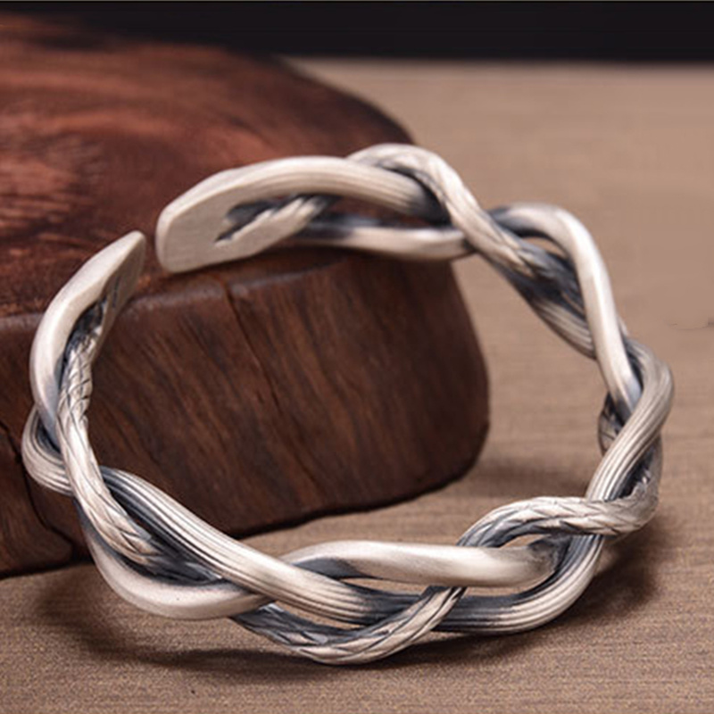 [Women Men Retro Simple Twisted Woven Bangle Bracelets] [Girls Trendy Open Cuff Bangle] [Jewellery Gifts for Girlfriend]