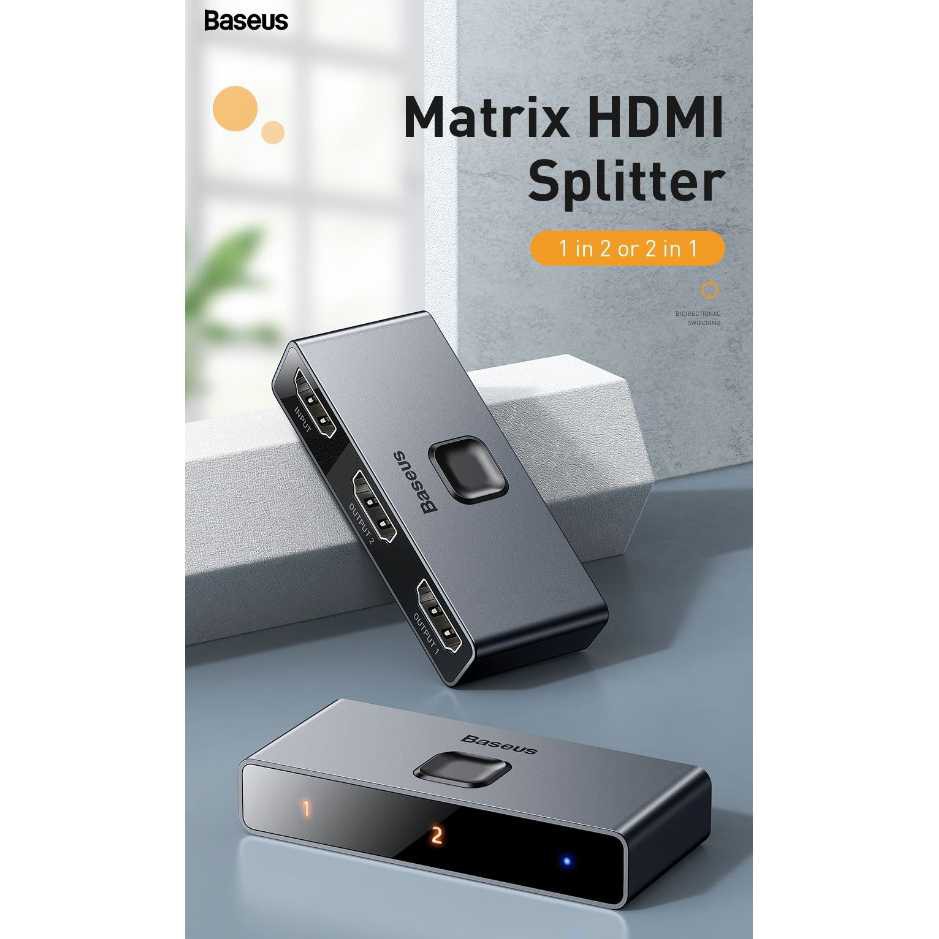 Baseus HDMI Switcher Splitter Bi Direction 2 in 1 Out 4K Switch Ugreen Penghubung Dua Perangkat Output Display Port TV