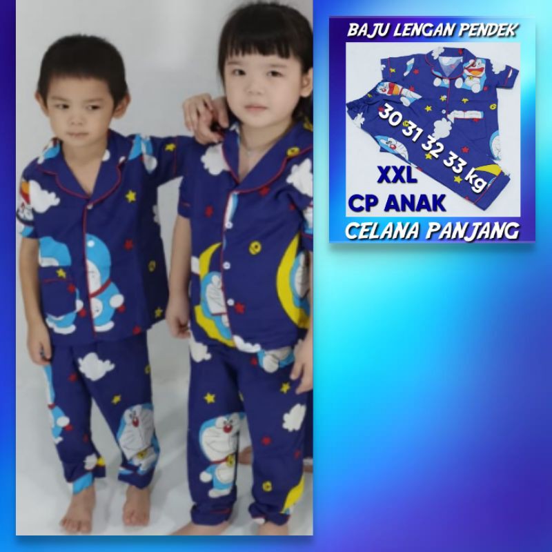 PIYAMA ANAK DAN IBU MOTIF DORA LONCENG NEVI DAN BIRU