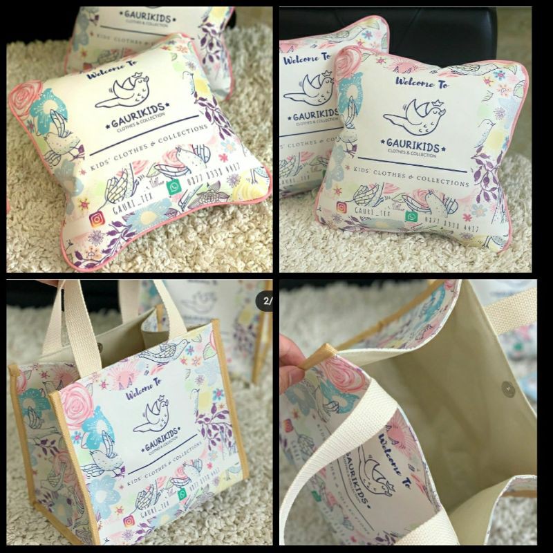 Tas & Bantal set/ souvenir ultah/ tas custom/ bantal custom/birthday/ khitanan/supplier souvenir