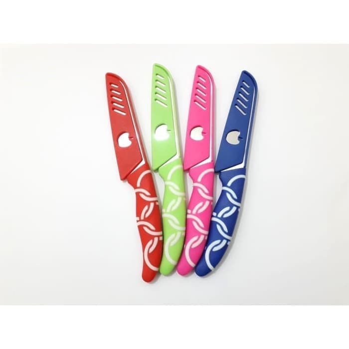 PISO APEL Pisau Buah Motif + Sarung Apel / Pisau Buah Kue Motif Sarung Apel