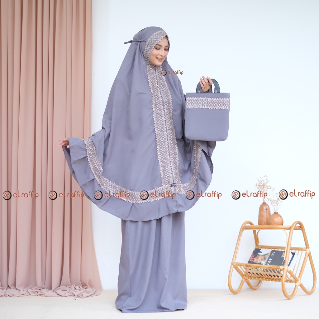 Mukena Dewasa 2 in 1 Katun Polos Renda AssyifaSeries