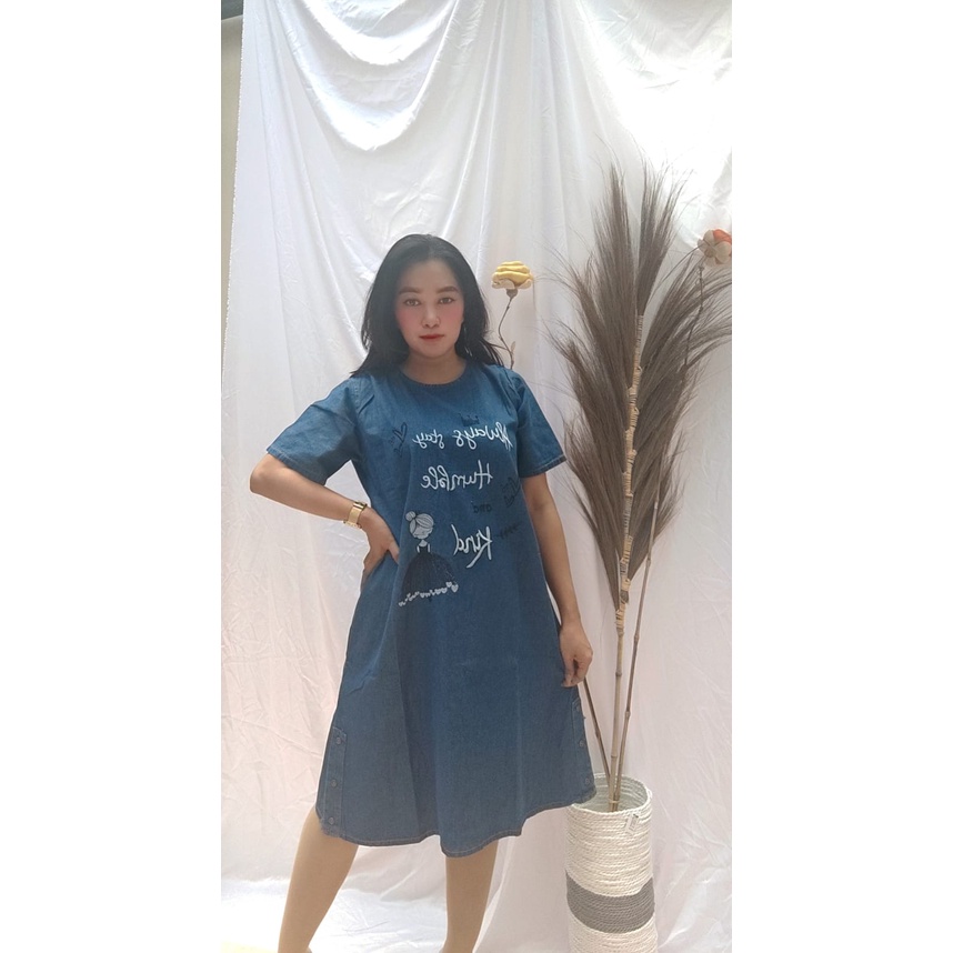 LD 110 HUMBLE DRESS.DRESS JUMBO MATT JEANS WASH