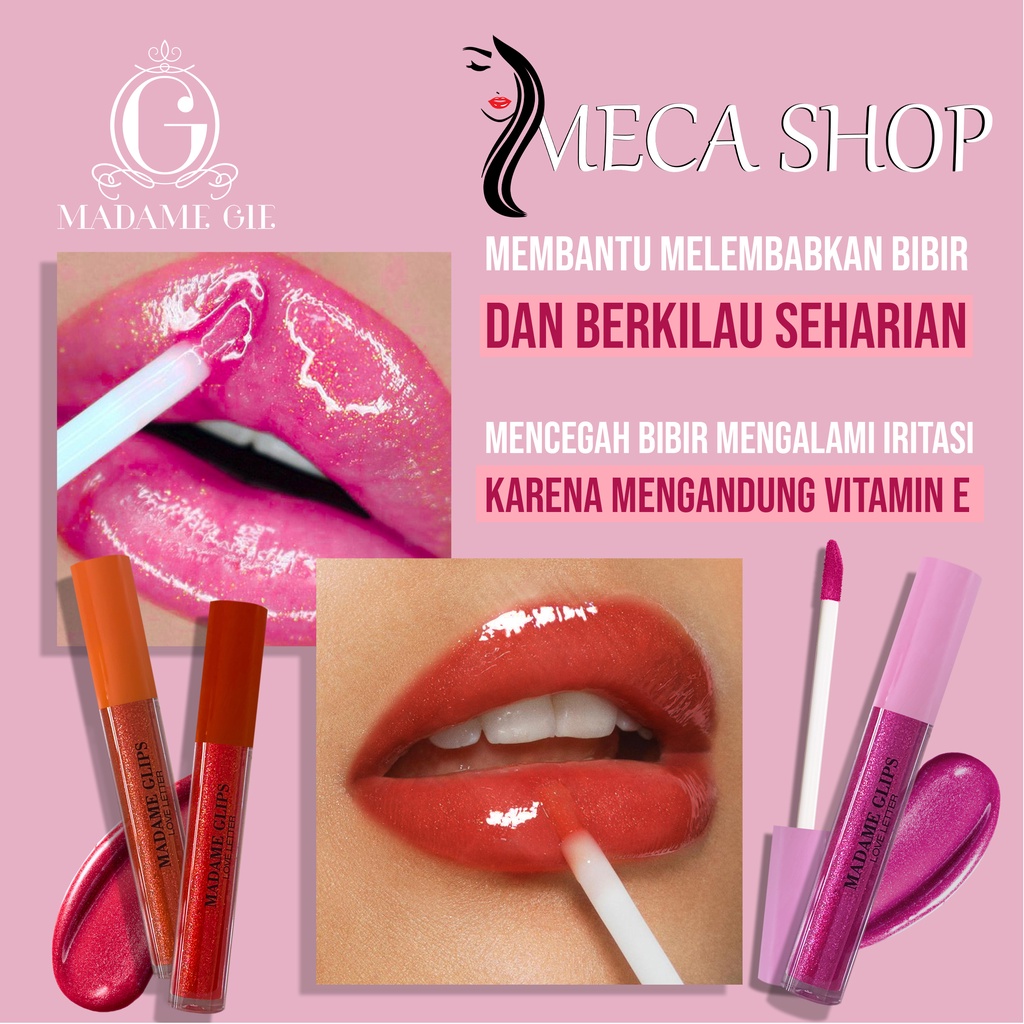 Madame Gie Lip Gloss | Brilliant Glaze Lip Liquide | Lippie Slicks | Glips - MakeUp Lipstik Glitter