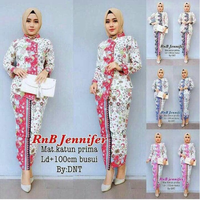 Terbaru RnB JENNIFER BATIK SOLO - SETELAN PRAMUGARI MOTIF GUCI - HIJAB BATIK