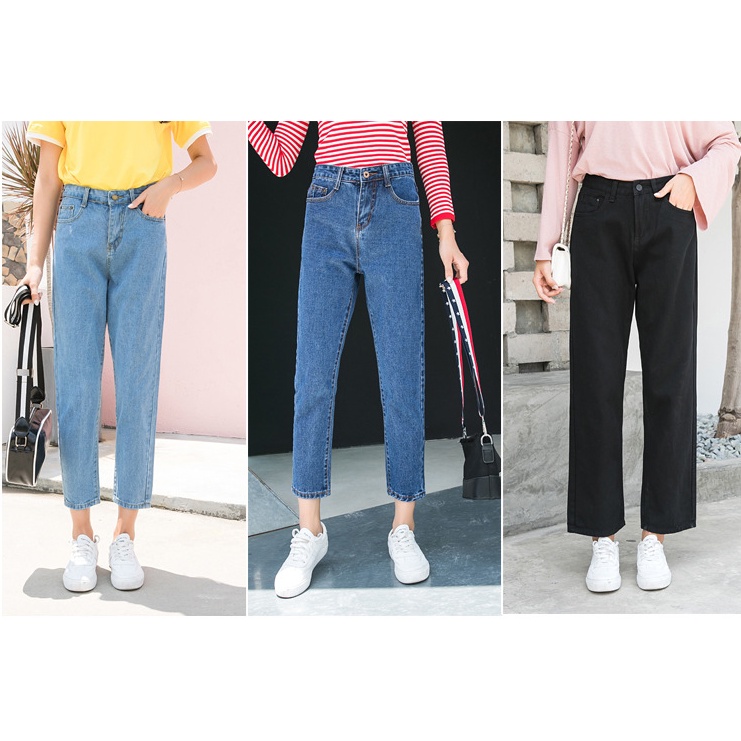 Celana Wanita Celana Harlan Jeans Celana Fashion Korean Style Celana Longgar Cropped Trousers Tampak Kurus