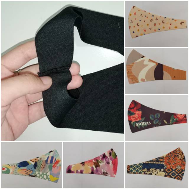 MASKER KAIN HIJAB HEADLOOP, MAKSER HIJAB HEADLOOP MOTIF FULL PRINTING, random