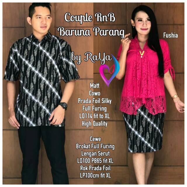 Kebaya batik Couple rok Brukat BARUNA PARANG baju kondangan kain prada