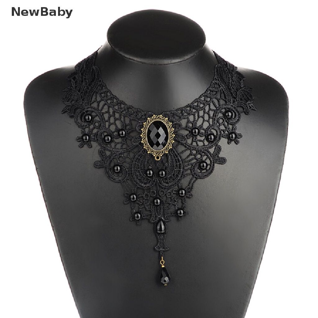 Kalung Choker Bahan Lace Warna Hitam Gaya Gothic Victoria Steampunk Untuk Hadiah