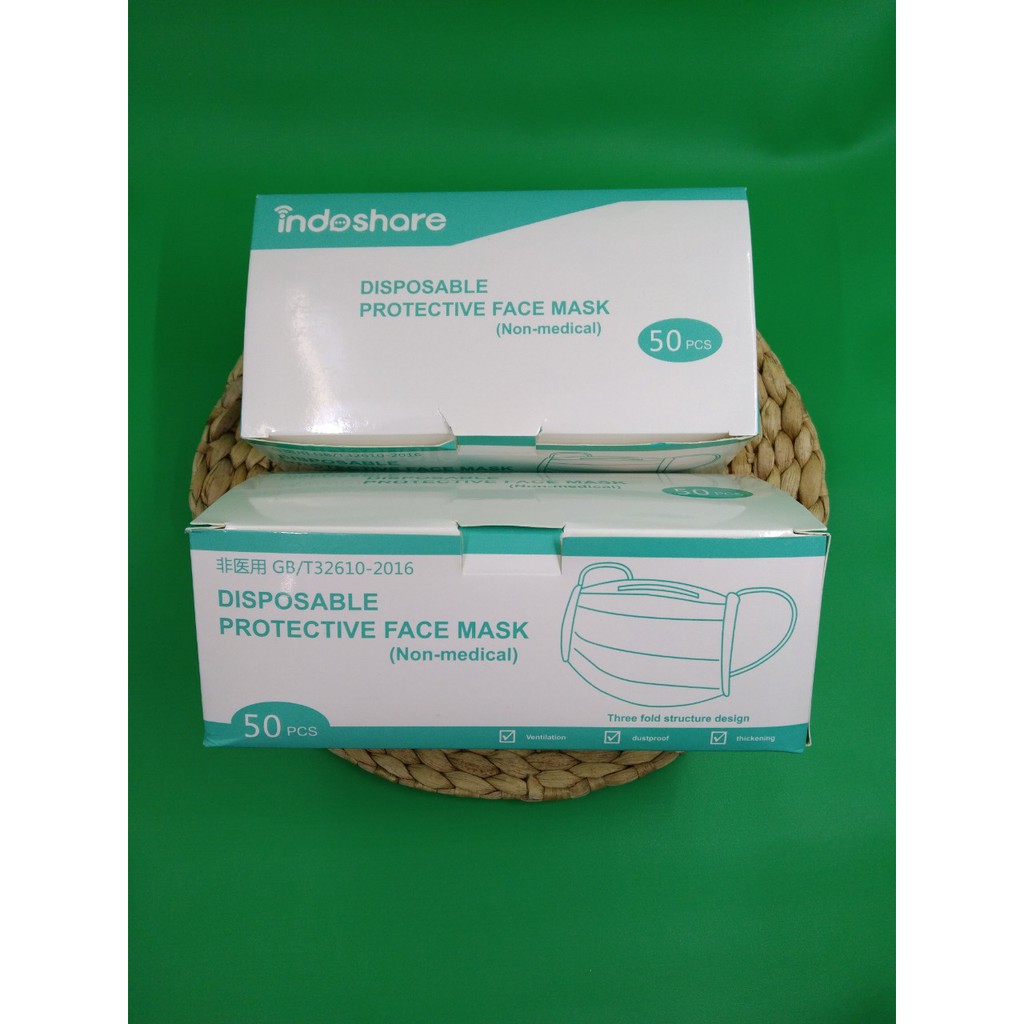 MASKER HIJAB / NON HIJAB / MASKER MEDIS 3 PLY 50PCS / DISPOSABLE FACE MASK / HEADLOOP / EARLOOP