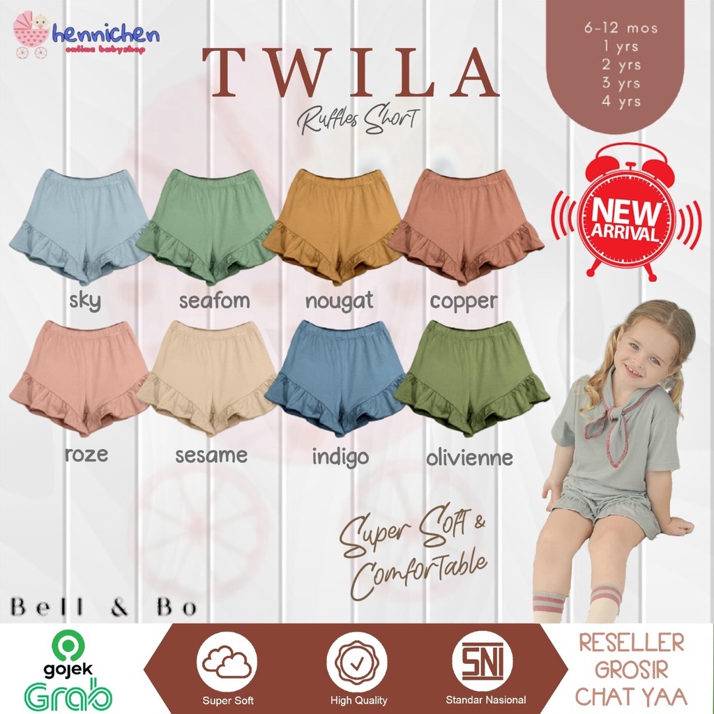 BELL AND BO TWYLA RUFFLES SHORTS CELANA BLOOMER CELANA PENDEK ANAK BAWAHAN FASHION ANAK