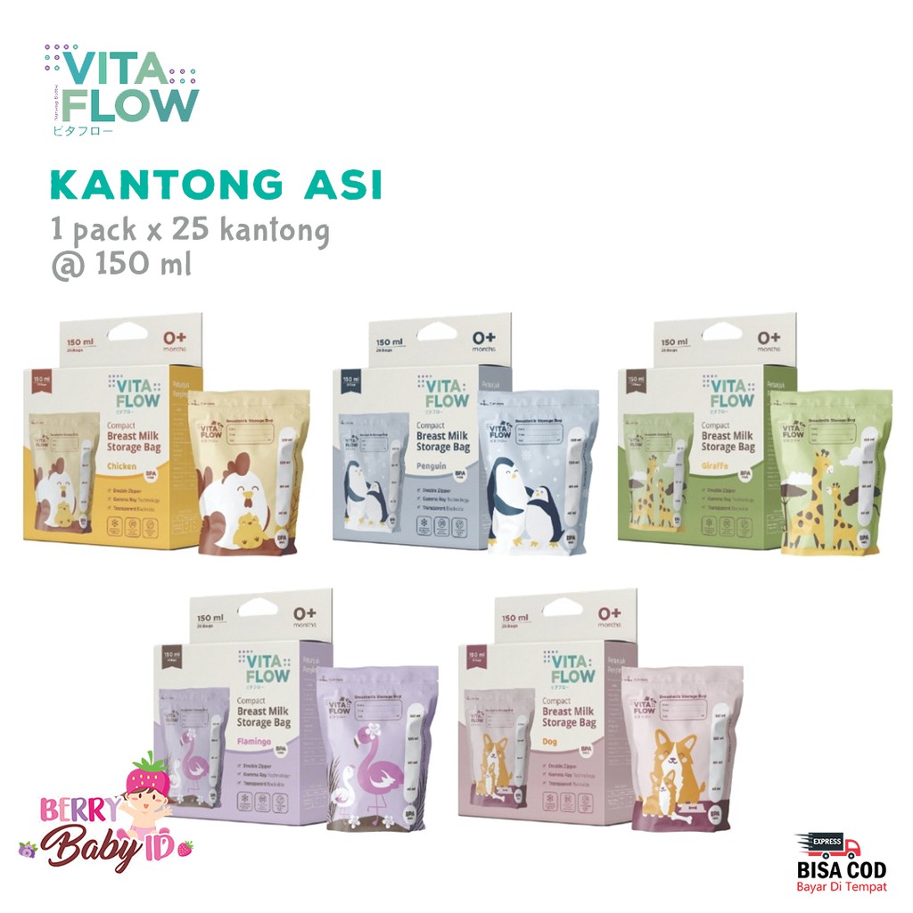 Vitaflow Kantong Susu Asi Breastmilk Storage Bag 25 Pouch @ 150 Ml Berry Mart