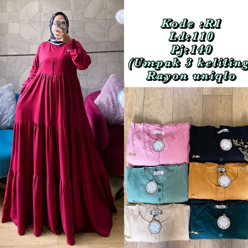 Gamis rayon uniqlo R1 by Frilla / gamis rayon busui / gamis umpak