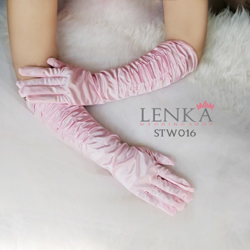 [PALING LARIS] WEDDING GLOVES AKSESORIS PERNIKAHAN PESTA WANITA PINK STW016