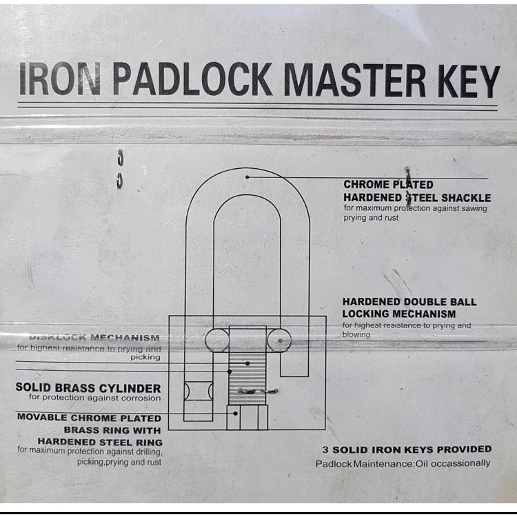 Gembok Putih Master Key ATS uk 60mm isi 5pcs / Iron Padlock 60 mm set 5 pc BR605 Pagar Rumah Toko