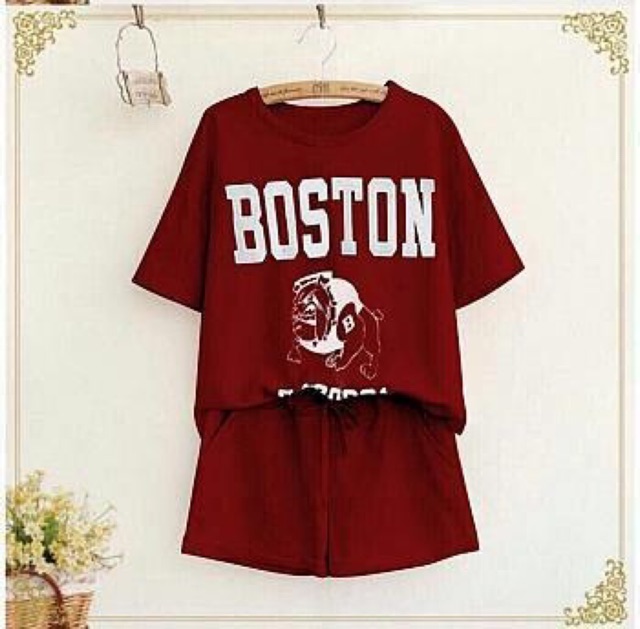 BC Set Boston Setelan Cewek Fashion Wanita Kekinian