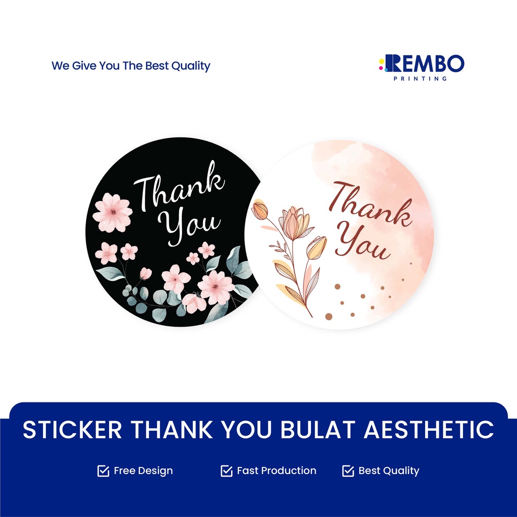 STIKER LABEL THANK YOU AESTHETIC / STICKER SEGEL KEMASAN TERIMA KASIH / LABEL CHROMO MURAH