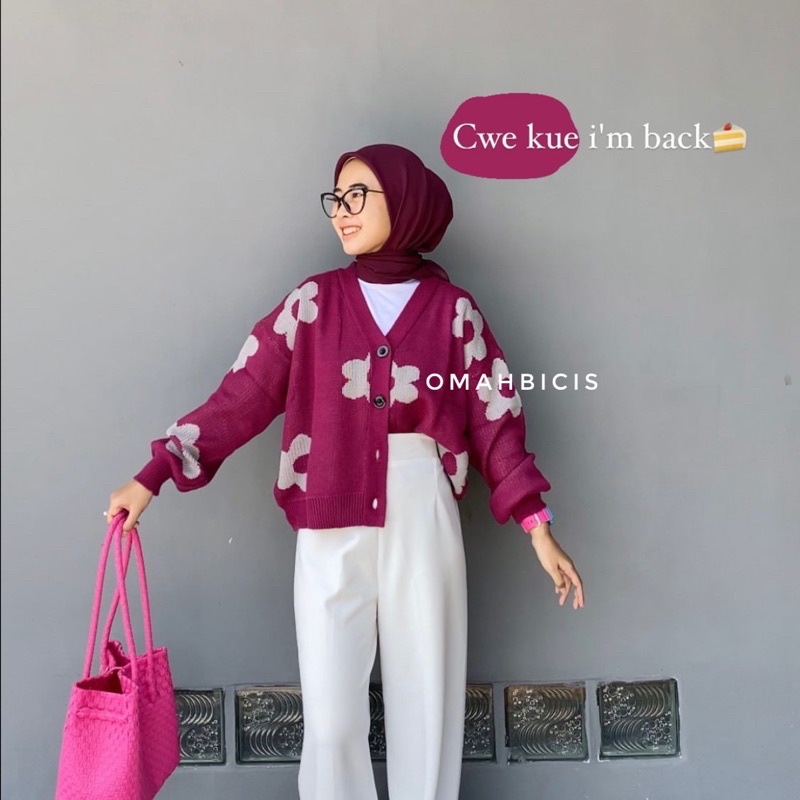 Kanya Cardi - Zara Cardi - Cardigan rajut- flower cardi-Cardi cewek kue