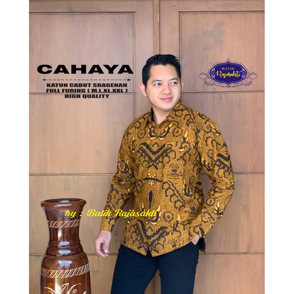 Batik Pria CAHAYA Kemeja Full Furing Bahan Katun Sragenan