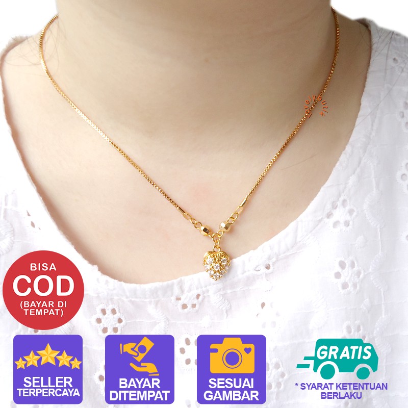 Lovelybutik  Xuping Kalung Cantik Anak Perempuan Kalung Anak Xuping Emas Model Koye Permata Stoberi