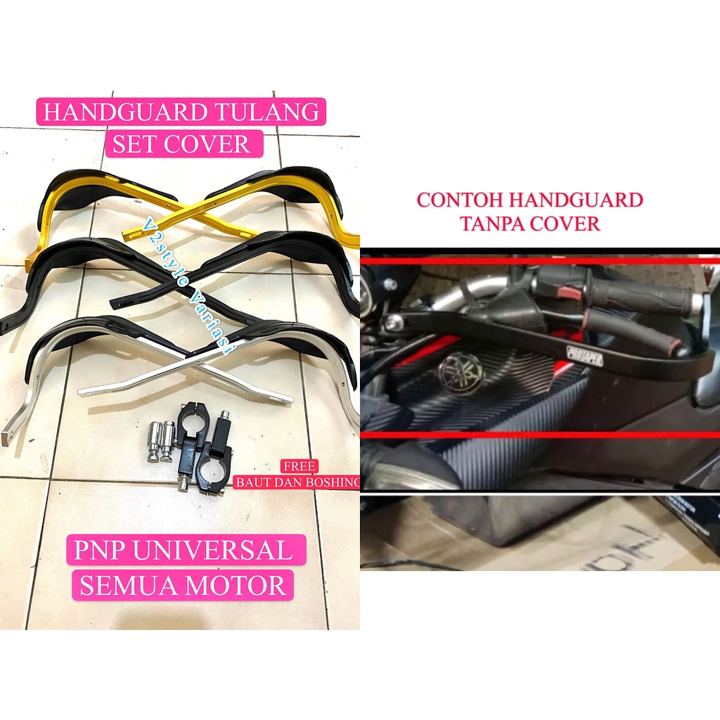 HANDGUARD TULANG SET COVER PNP BAUT BOSHING SAYAP PERISAI PELINDUNG TANGAN SILVER GOLD HITAM R25 YZF R3 MT25 MT07 CBR MEGA PRO VERSA THUNDER VEGA FIZ R MX BLADE SPACY FU TIGER NINJA KLX Crf Trail Cros Vixion Byson Forza Scorpio Nmax Pcx Beat Vario Revo Su