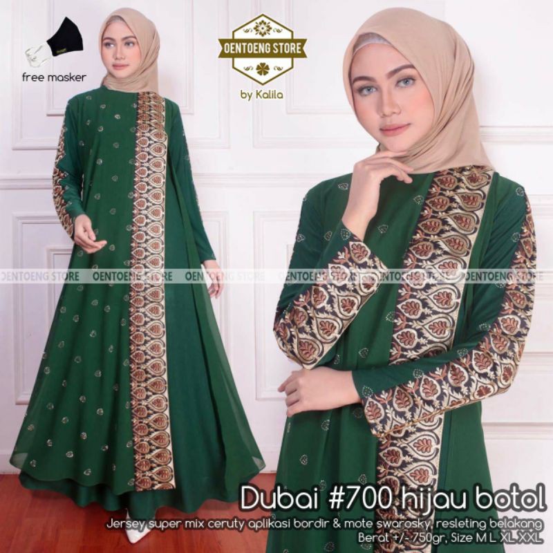 [BARU] DUBAI #700 BY OENTOENG STORE - GAMIS ABAYA Hijau BOTOL - ABAYA JERSEY CERUTY