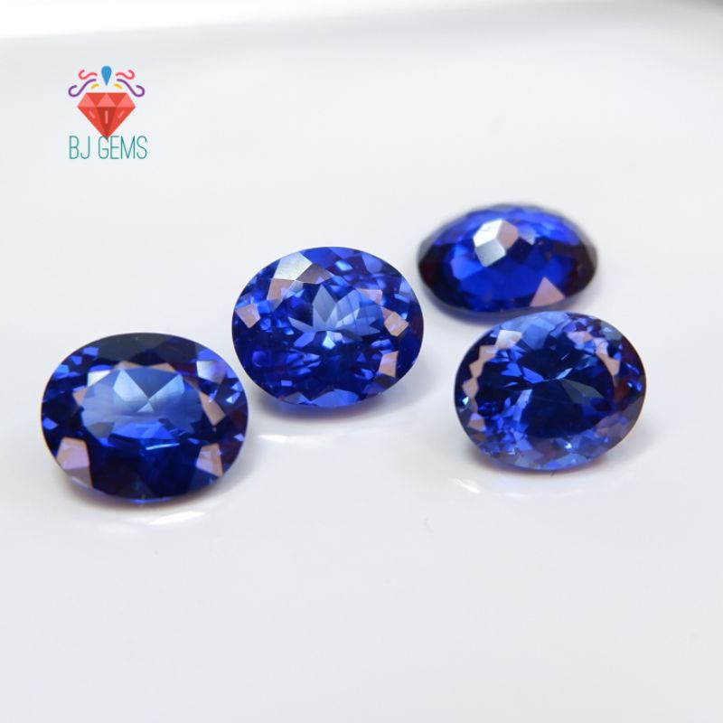 10 - 12 MM Permata Blue Safir Bangkok Blue Corundum Syntetic 9 Mohs