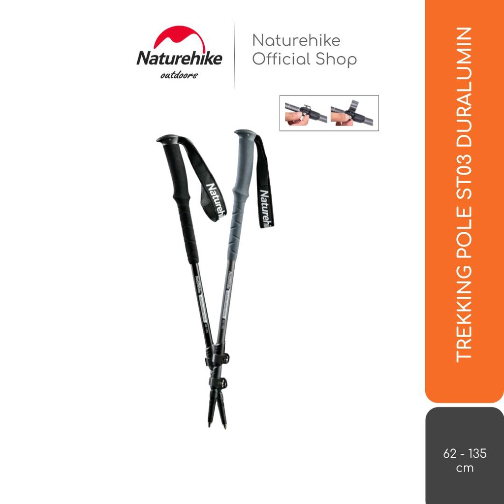 Naturehike Trekking Pole Duralumin Nh17D017-D Tongkat Pendaki Alloy