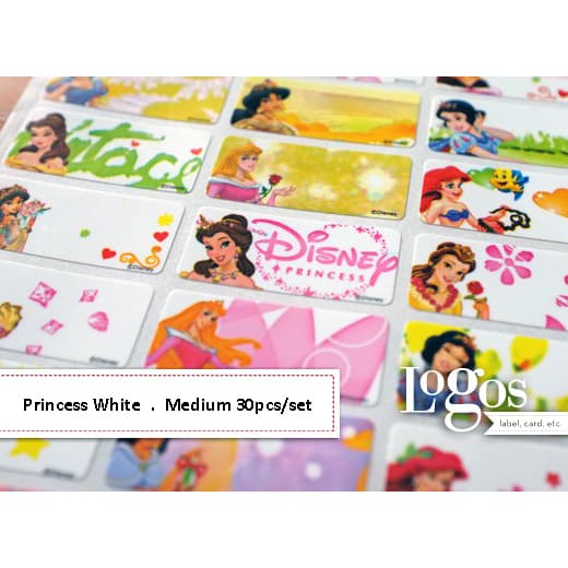 

TERLARIS!! Princess Sticker MEDIUM Name Label. Stiker karakter Cinderella, Snow White Aurora Jasmine