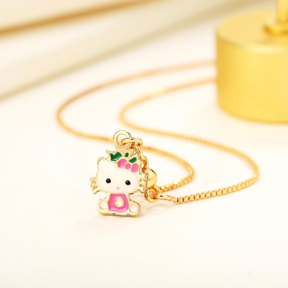 Y041 Set Perhiasan Anak Hello Kitty Titanium Set Kalung Anting Anak Perhiasan Anak Satu Set Emas {VU
