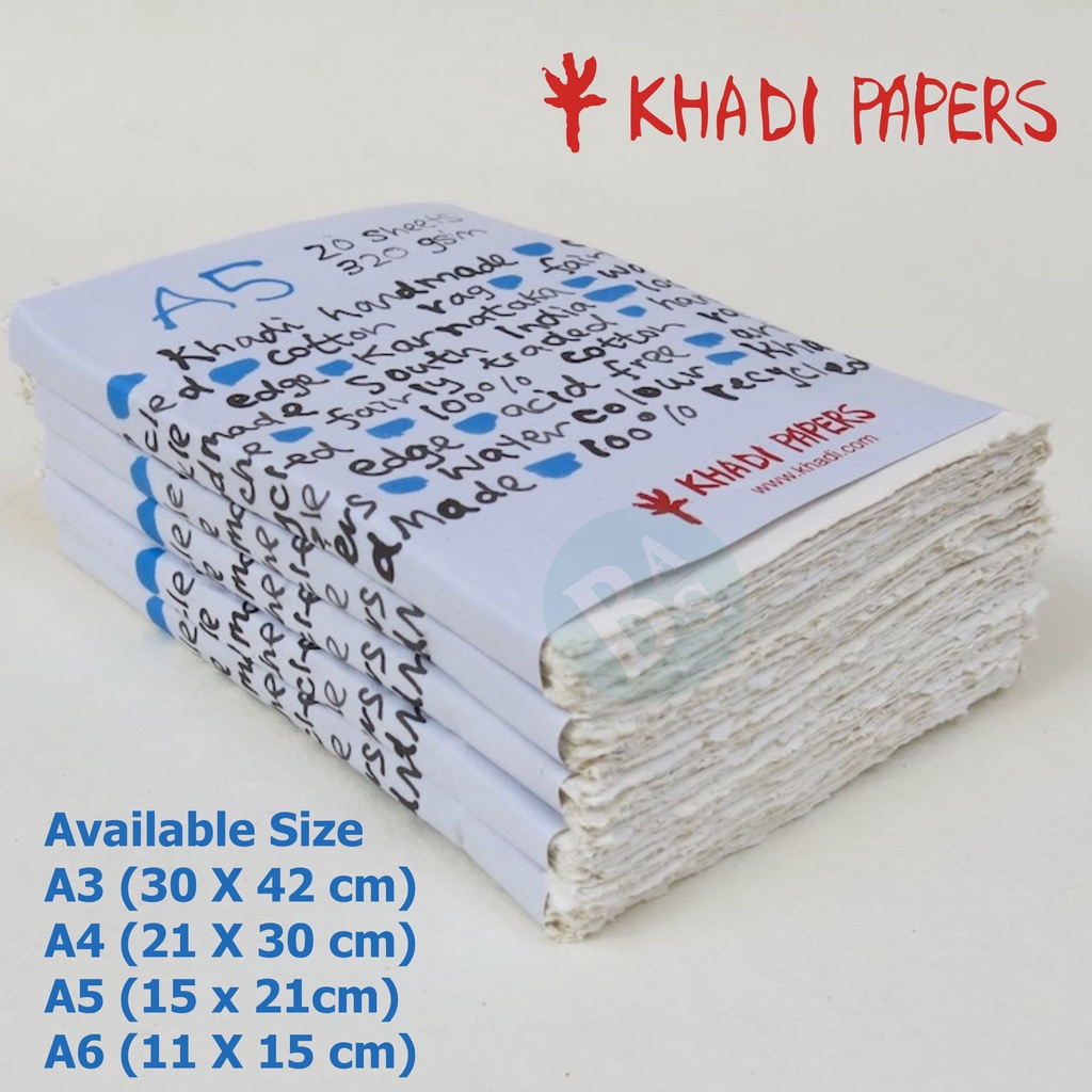 

Khadi White Rag Paper Packs 320g / Size A6 + A5 + A4 + A3