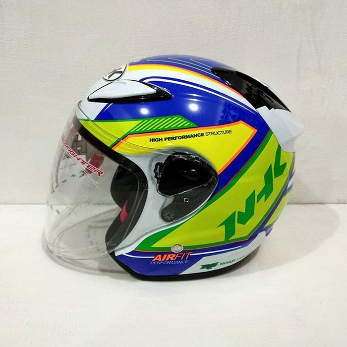 Unique Helm NHK R6 Airfit White Blue Putih Biru