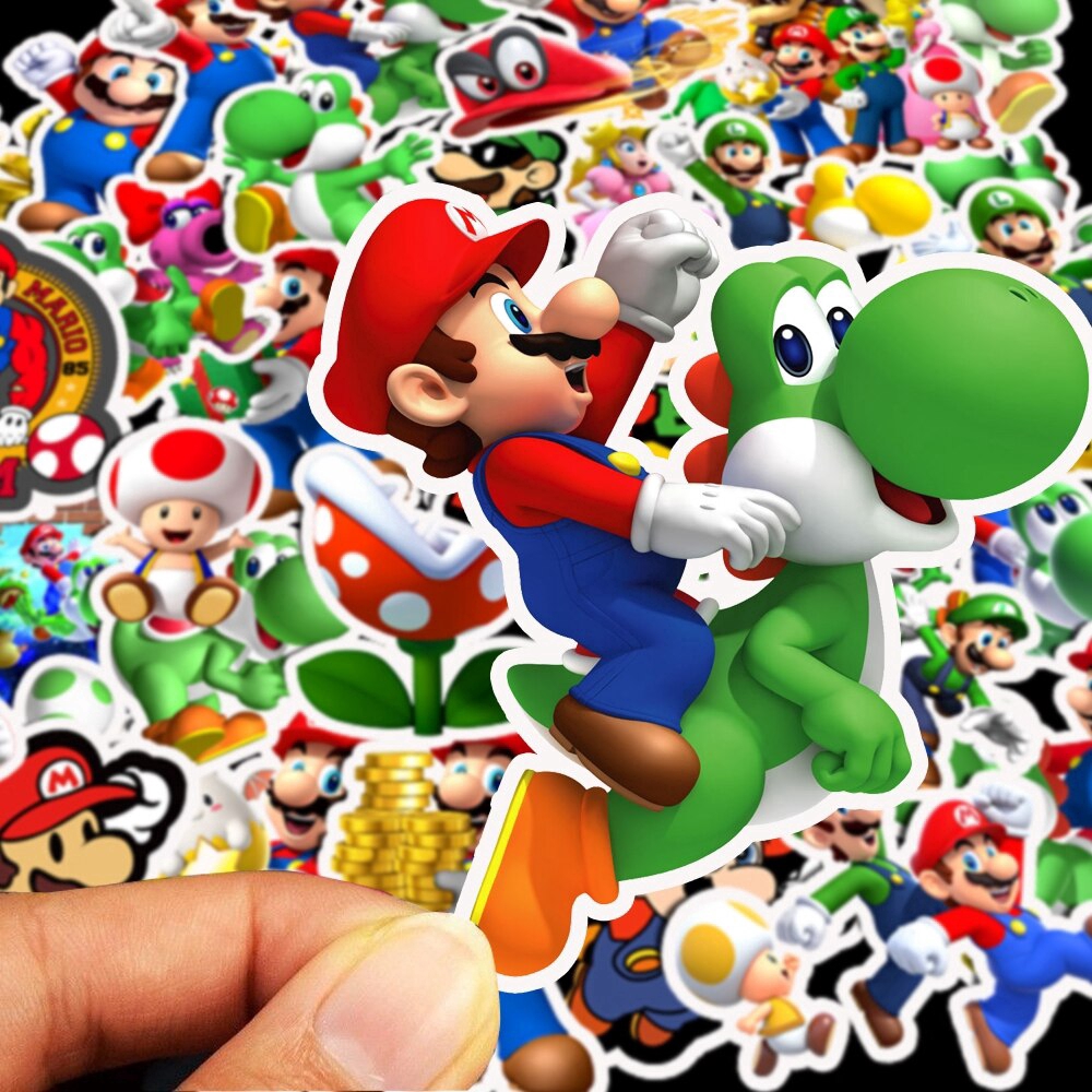 50/100 PCS Cartoon Super Mario Stickers For Chidren Kids Toy Waterproof Sticker to DIY Laptop Bicycle Helmet Car Decals