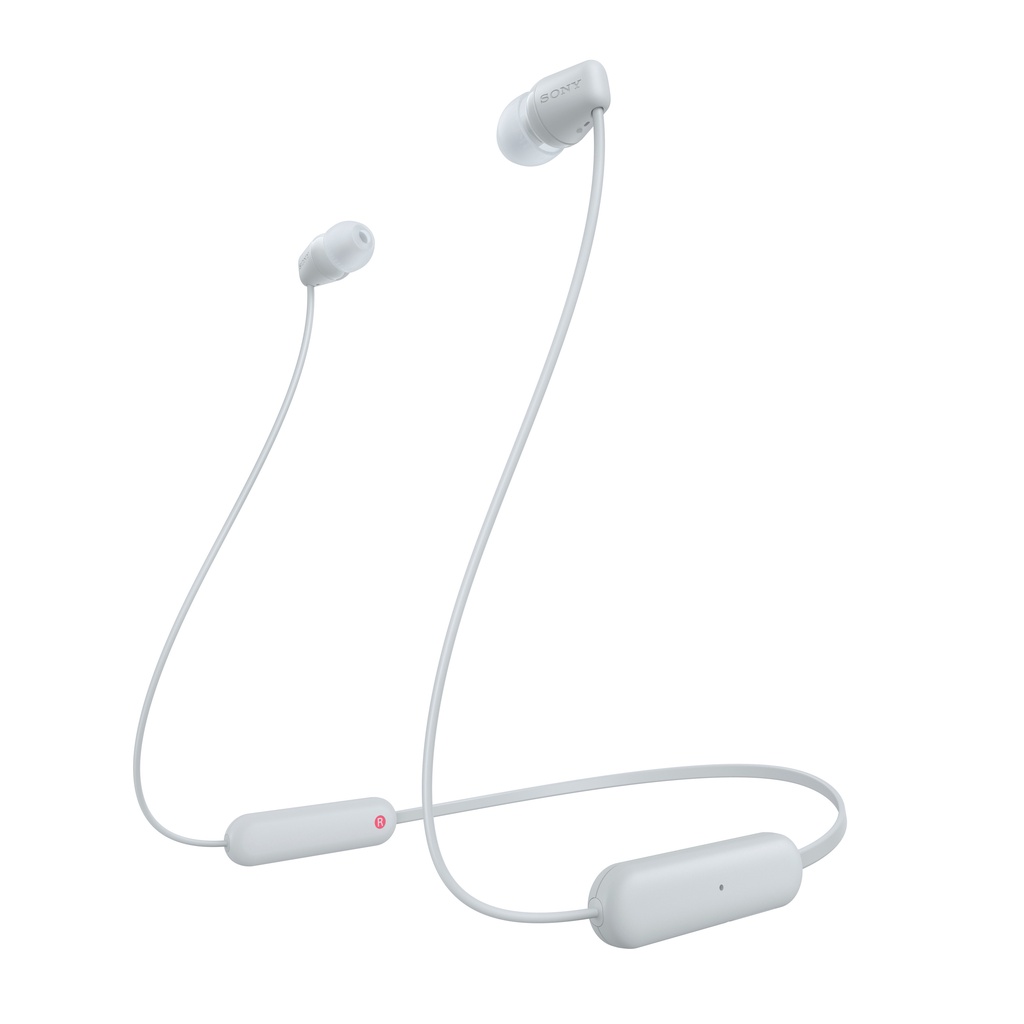 SONY WI-C100 In Ear Wireless Bluetooth Headset With Microphone For Android &amp; IOS - White [Battery Up to 25h] Earphone Headphone Handsfree
