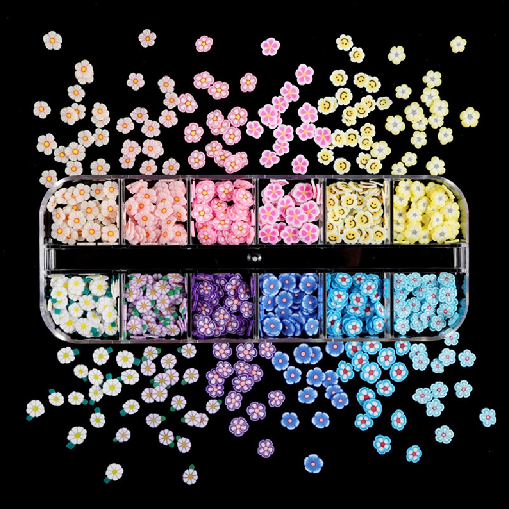 Mornin 12 Sekat / Set Payet Glitter Bentuk Hati 3d Warna-Warni Untuk Nail Art