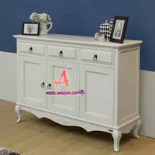 bufet pajangan duco putih,mebel jepara,furniture