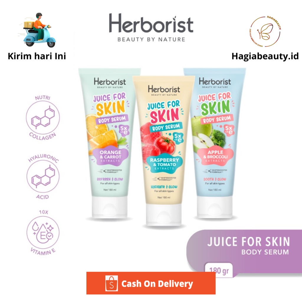 BISA COD - Herborist Juice For Skin Body Serum 180gr - RASPBERRY I APPLE I ORANGE