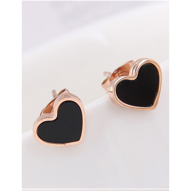 LRC Anting Tusuk Fashion Red Titanium Steel Love Earrings A58293