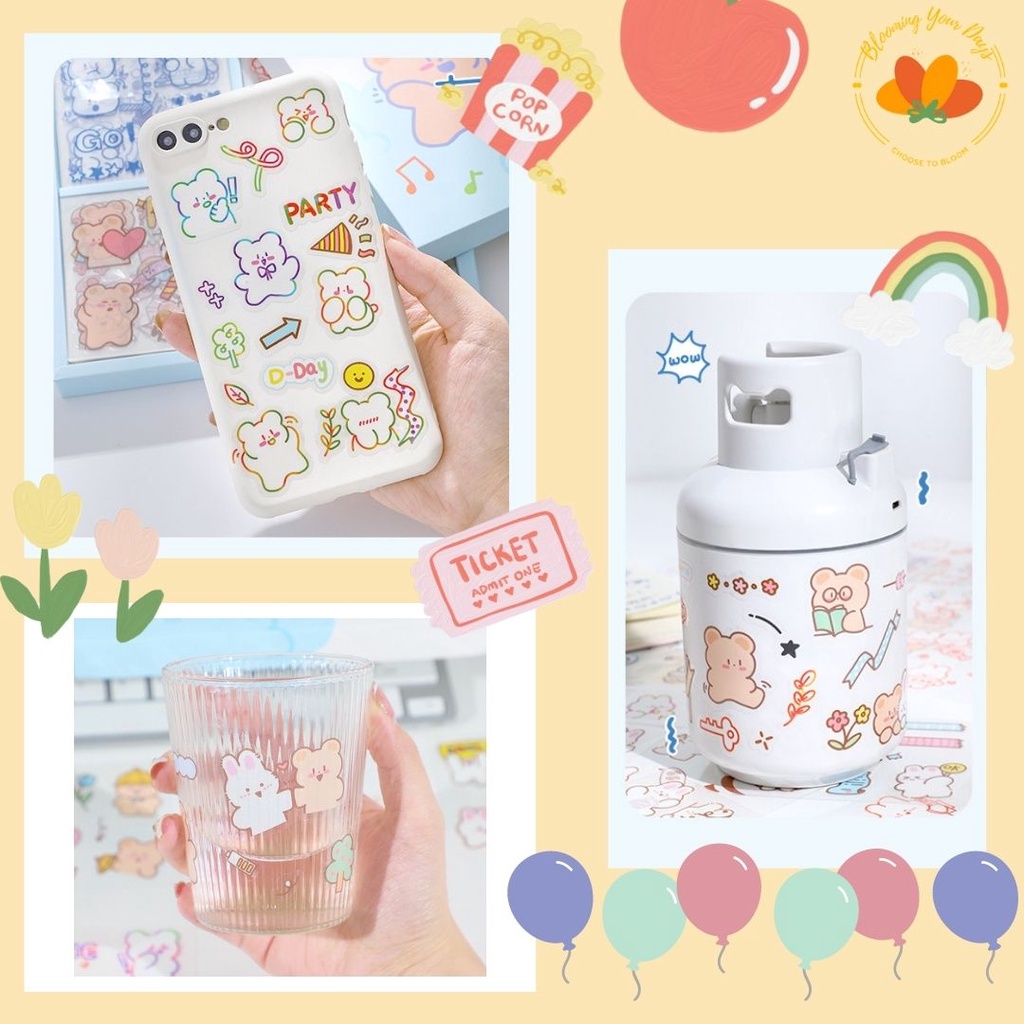 Stiker PET Retro Kreatif DIY Untuk Kotak Hadiah scrapbook Motif Kartun Lucu Untuk Dekorasi Scrapbook / Jurnal / Stationery Kantor diy