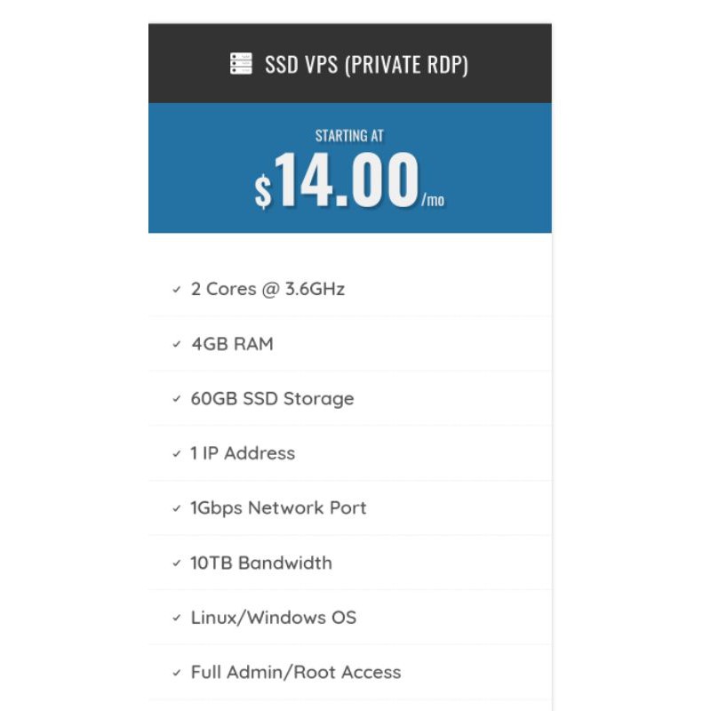 SSD VPS (PRIVATE Windows RDP)
