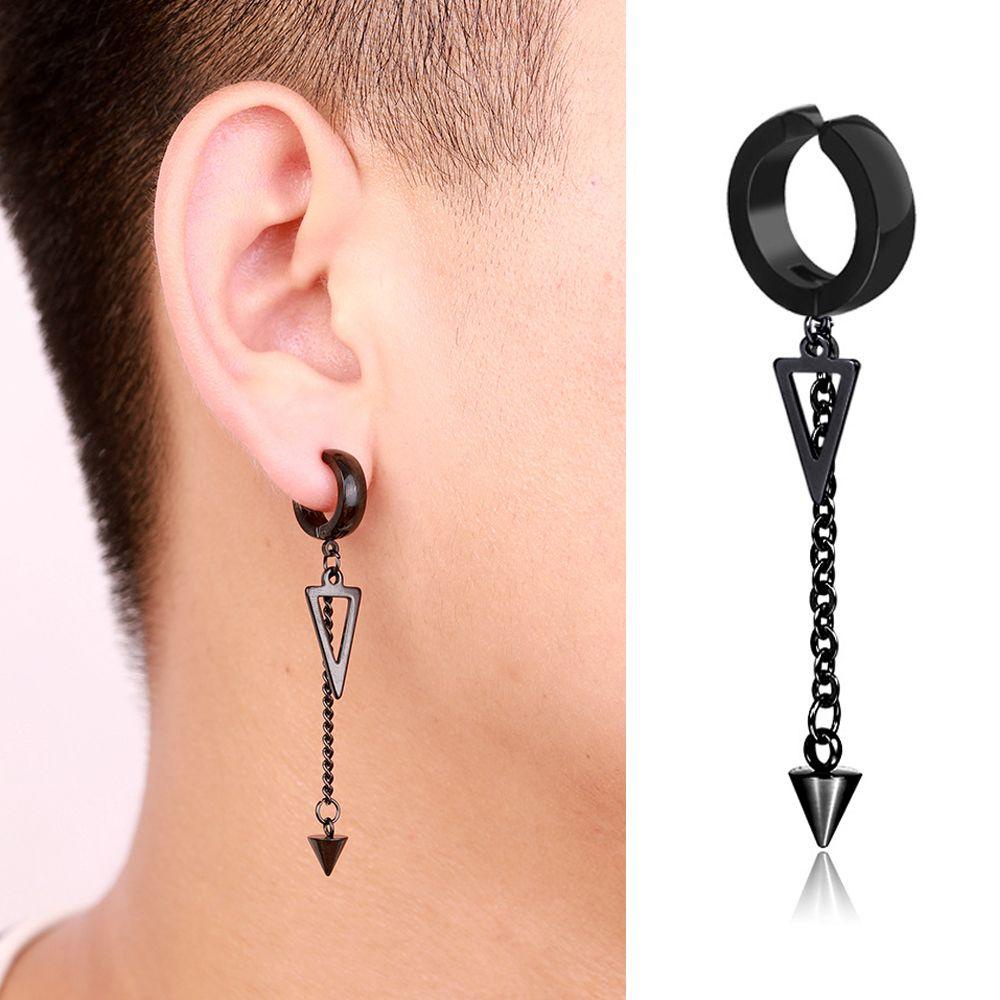 Lily Cuff Earring Fashion Unisex Rock Punk Ear Studs Rantai Menjuntai Keong Hoop Klip Tidak Teratur