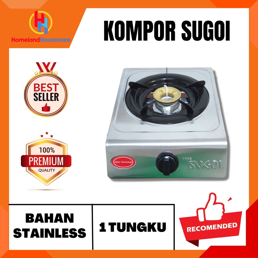 (SIAP KIRIM) KOMPOR SUGOI 1 TUNGKU STAINLESS / KOMPOR 1 TUNGKU / KOMPOR GAS / KOMPOR STAINLESS / KOM