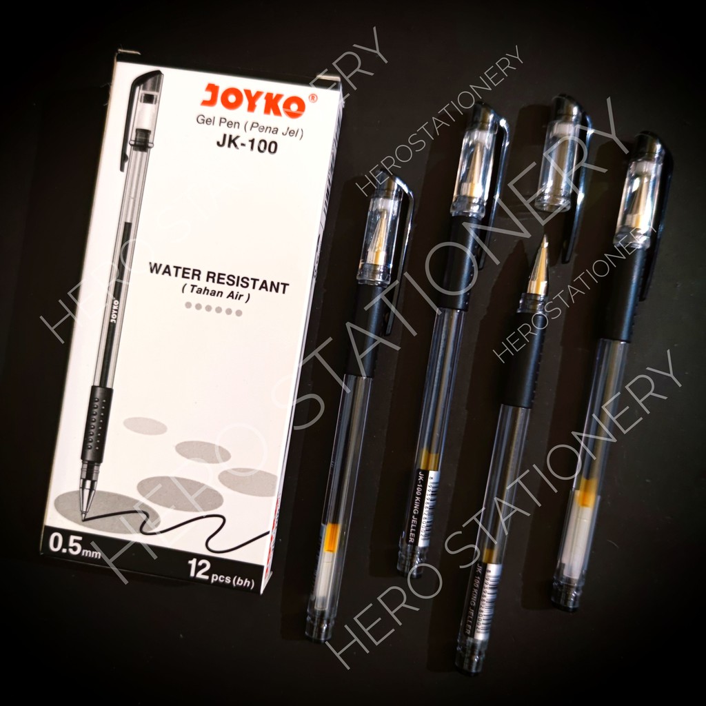 

Pen gel joyko 0,5 mm JK-100 tinta hitam . 12 unit