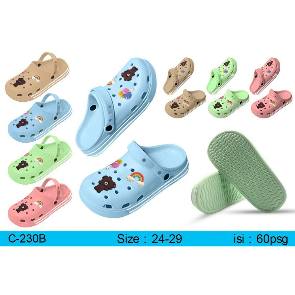 Sandal Baim Import anak terbaru Sendal kodok crocks trendy Selop bakpau jibbitz Sandal perempuan nyaman ringan anti slip