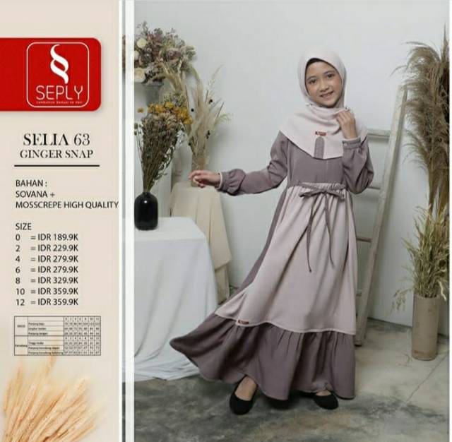 Seply Eksis 103 Ginger Snap - Baju Muslim Sarimbit Keluarga - Gamis Couple Family Series Lebaran