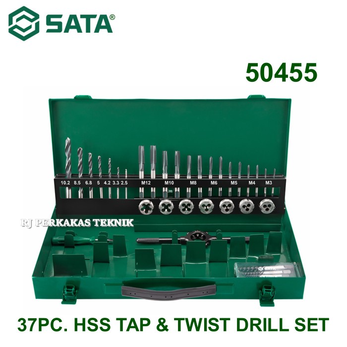 SATA 50455 Mata Bor Tap Set - 37 Pc. Hss Tap & Twist Drill Set