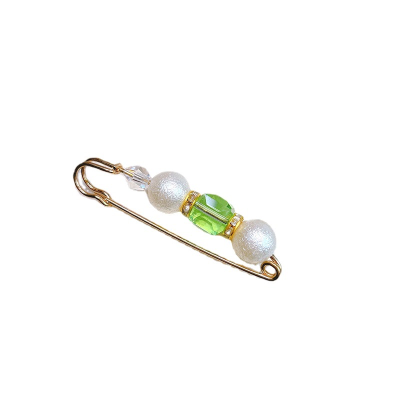 Bros Pin Bentuk Permen Bahan Metal Aksen Kristal Mutiara