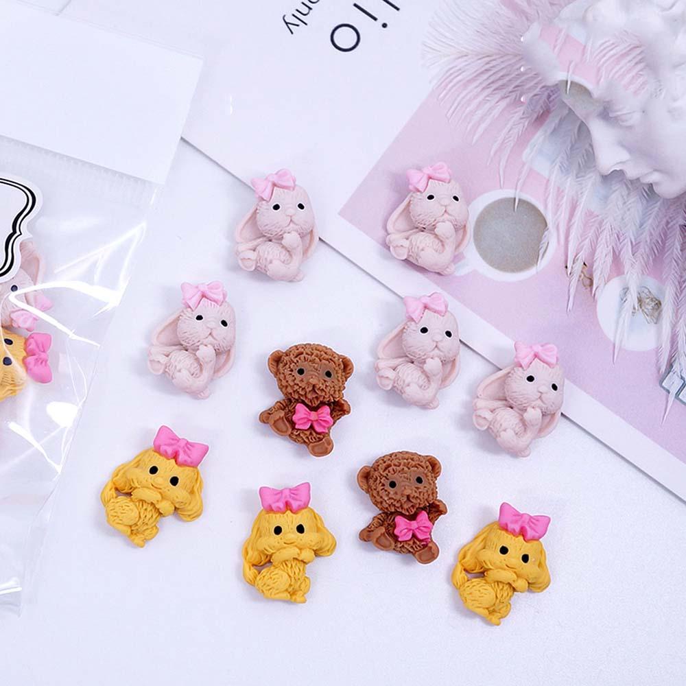 Mxbeauty Dekorasi Nail Art 3D Lucu Indah Manicure Aksesoris Puppy Bear DIY Nail Art