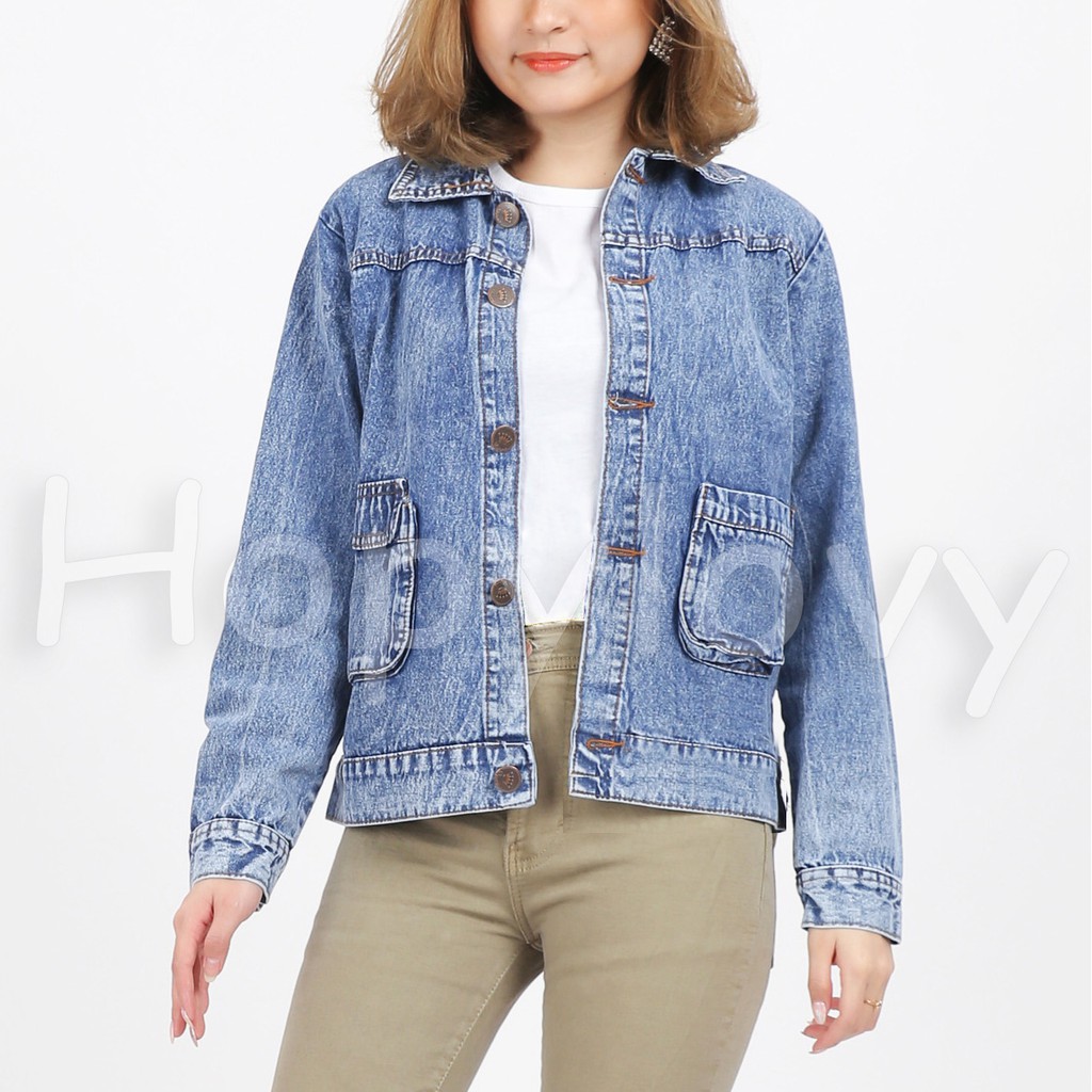 HOPYLOVY - Jaket Jeans Wanita Snow Bruna