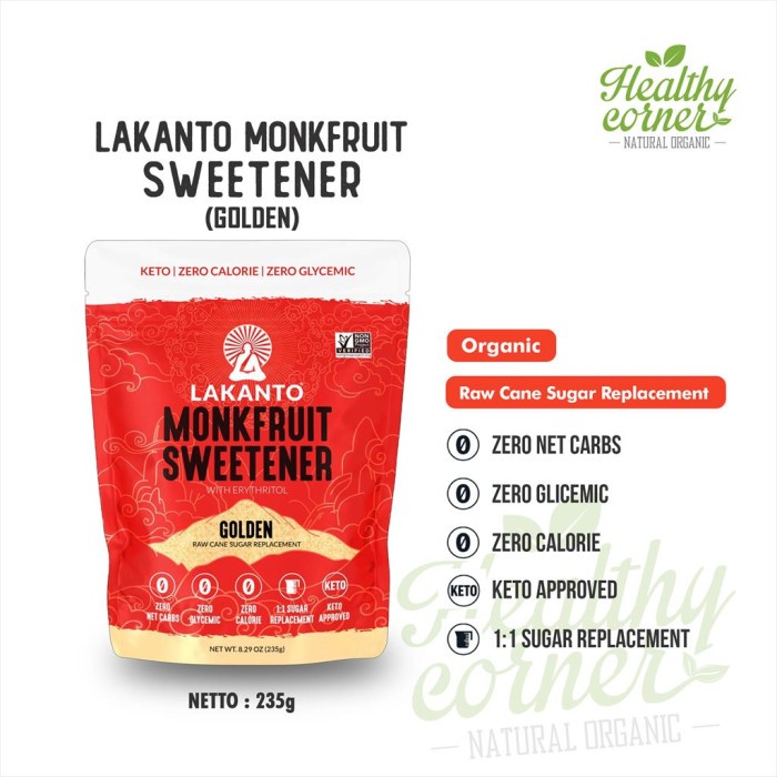 

Lakanto Monkfruit Sweetener with Erythritol - Keto - Golden 235 g